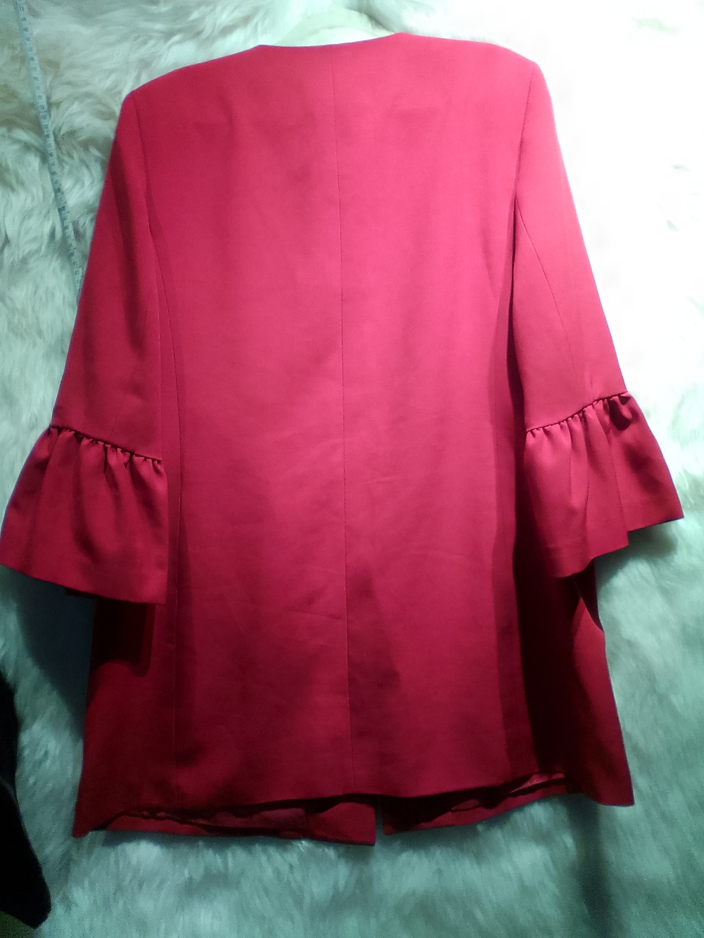 Anne Klein Red Open Front Blazer with Ruffled Sleeves - Picture 6 of 6